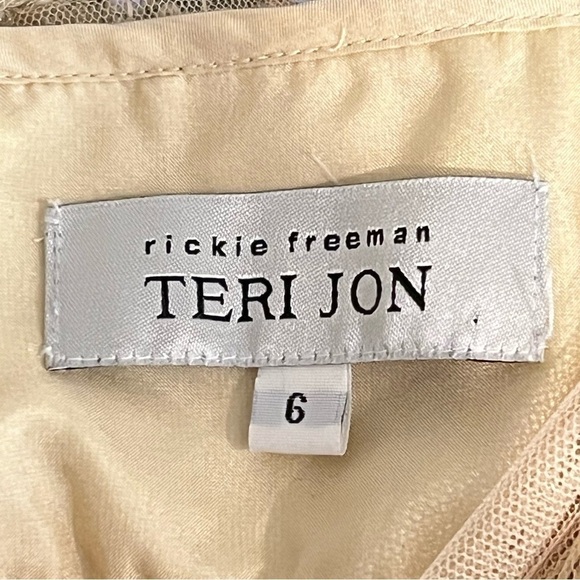 Teri Jon by Rickie Freeman heavily sequinned mermaid style gown, honey beige, 6 - Picture 3 of 16